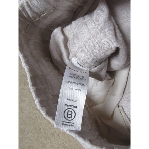 Athleta Cabo Tide Linen Jogger Pants Women Size 10 in Neutral Camo Pull On - Picture 3 of 7